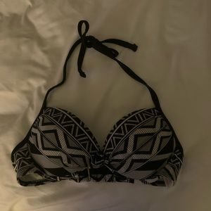 Tribal print black and white bikini top